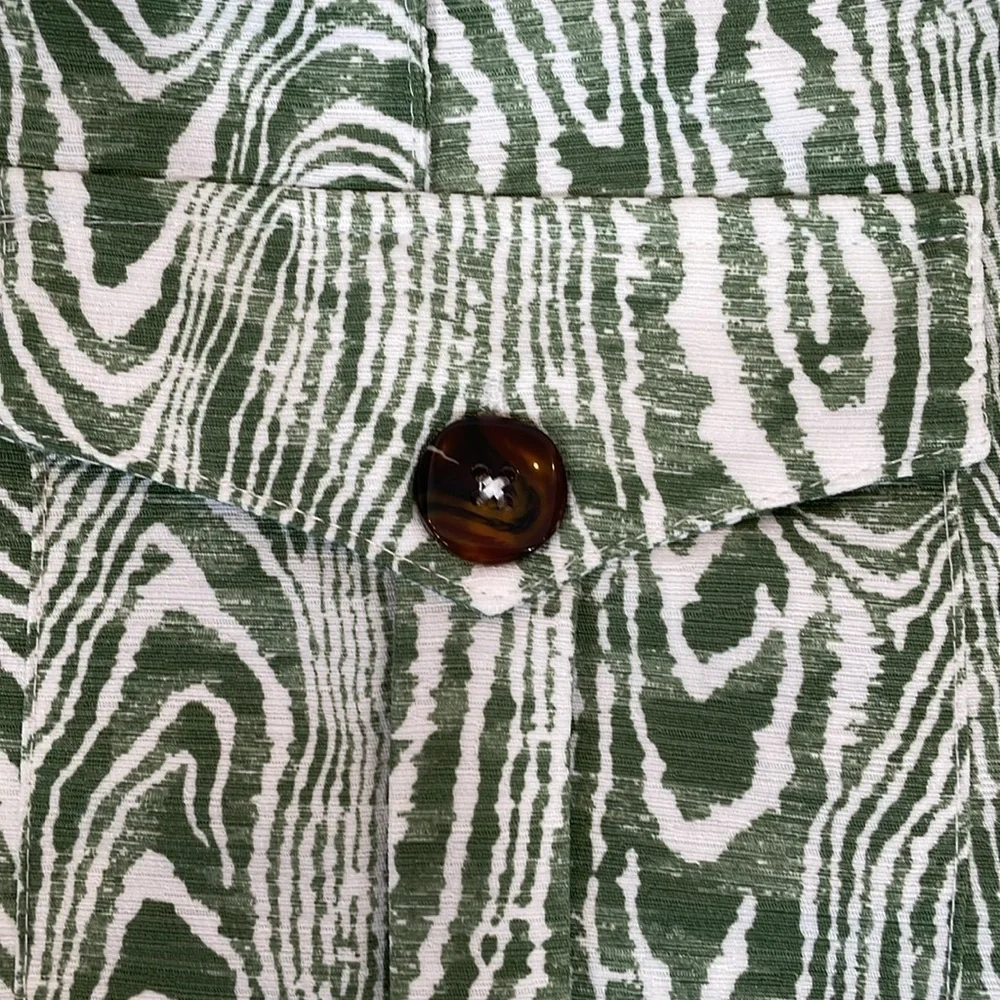 Anthropologie Pants NWT Size L Wide Leg Trouser Green Ivory Print - Picture 7 of 15